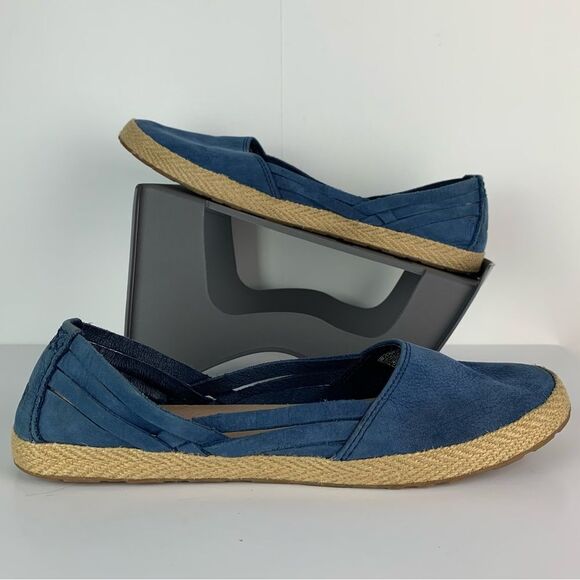 UGG Women’s blue nubuck leather tippie Acapulco flat slip on shoes size 10 - Picture 1 of 8